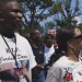 Parents Ron Davis, Lucia McBath at rally